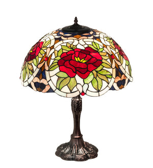 Meyda Tiffany - 232798 - Three Light Table Lamp - Renaissance Rose - Mahogany Bronze