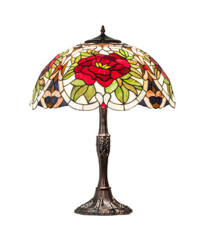 Meyda Tiffany - 232798 - Three Light Table Lamp - Renaissance Rose - Mahogany Bronze