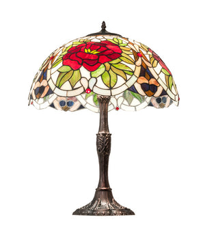 Meyda Tiffany - 232798 - Three Light Table Lamp - Renaissance Rose - Mahogany Bronze