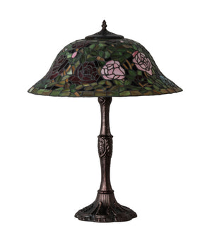 Meyda Tiffany - 232799 - Three Light Table Lamp - Tiffany Rosebush - Mahogany Bronze