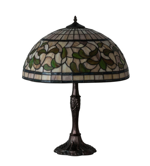 Meyda Tiffany - 232800 - Three Light Table Lamp - Tiffany Turning Leaf - Mahogany Bronze