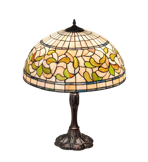 Meyda Tiffany - 232800 - Three Light Table Lamp - Tiffany Turning Leaf - Mahogany Bronze