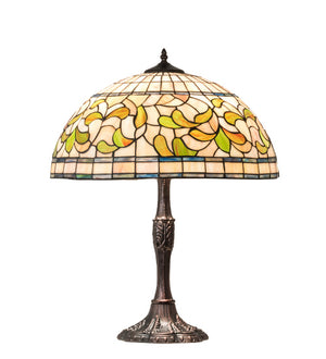 Meyda Tiffany - 232800 - Three Light Table Lamp - Tiffany Turning Leaf - Mahogany Bronze