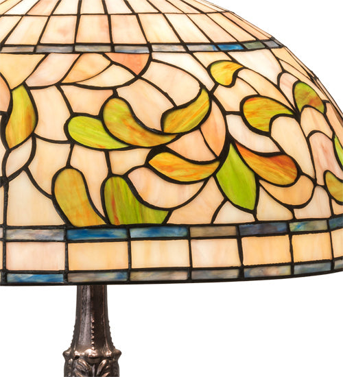 Meyda Tiffany - 232800 - Three Light Table Lamp - Tiffany Turning Leaf - Mahogany Bronze