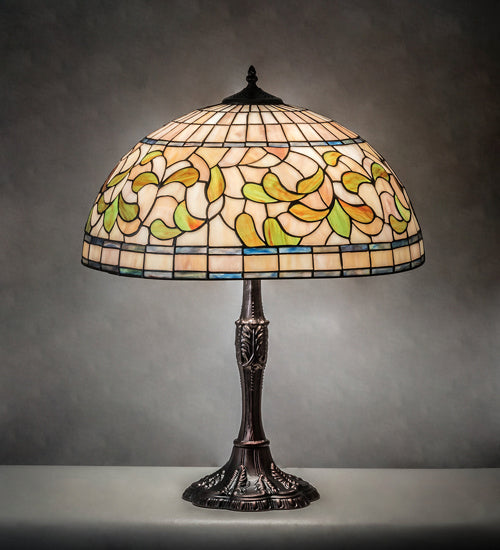 Meyda Tiffany - 232800 - Three Light Table Lamp - Tiffany Turning Leaf - Mahogany Bronze