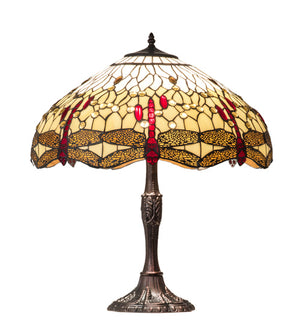 Meyda Tiffany - 232803 - Three Light Table Lamp - Tiffany Hanginghead Dragonfly - Mahogany Bronze