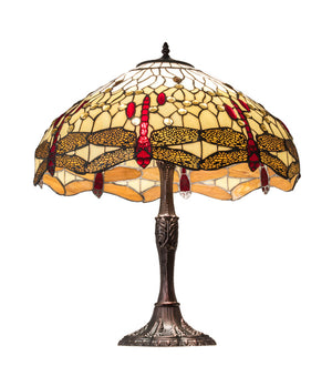 Meyda Tiffany - 232803 - Three Light Table Lamp - Tiffany Hanginghead Dragonfly - Mahogany Bronze