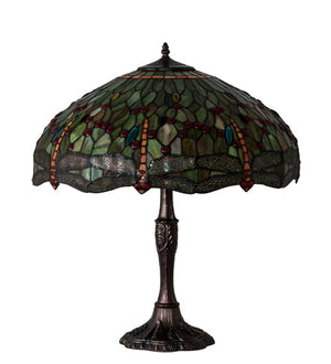 Meyda Tiffany - 232805 - Three Light Table Lamp - Tiffany Hanginghead Dragonfly - Mahogany Bronze