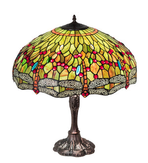 Meyda Tiffany - 232805 - Three Light Table Lamp - Tiffany Hanginghead Dragonfly - Mahogany Bronze