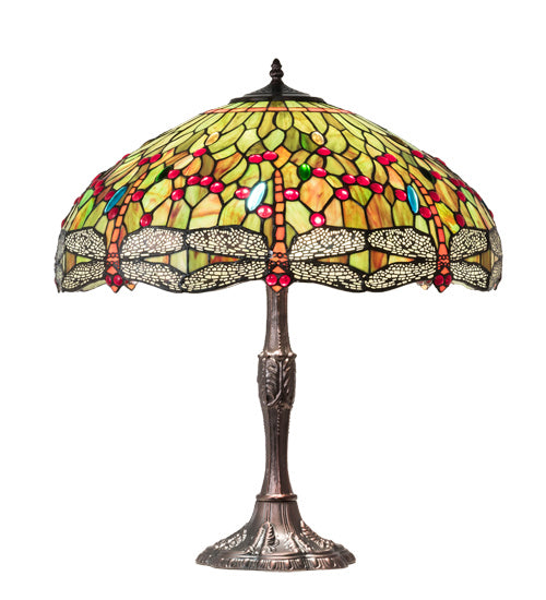 Meyda Tiffany - 232805 - Three Light Table Lamp - Tiffany Hanginghead Dragonfly - Mahogany Bronze