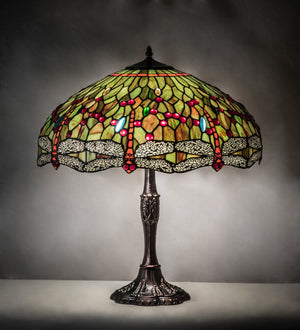 Meyda Tiffany - 232805 - Three Light Table Lamp - Tiffany Hanginghead Dragonfly - Mahogany Bronze