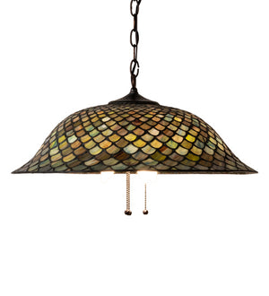 Meyda Tiffany - 36856 - Three Light Pendant - Tiffany Fishscale - Mahogany Bronze