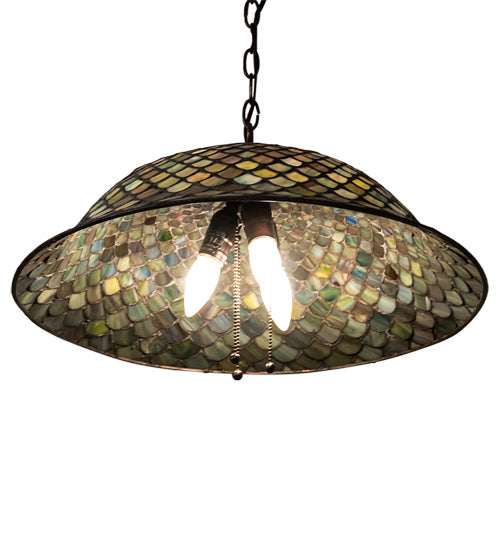 Meyda Tiffany - 36856 - Three Light Pendant - Tiffany Fishscale - Mahogany Bronze