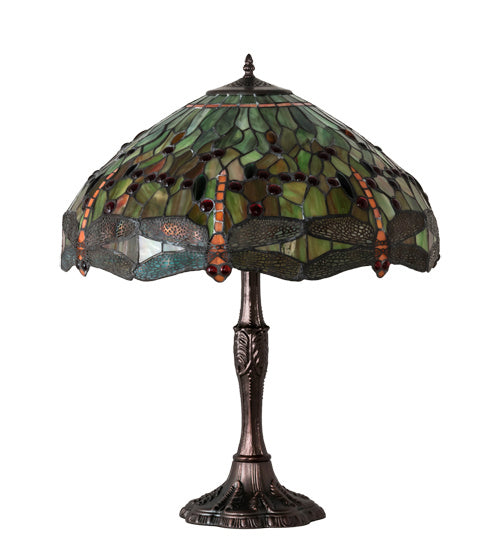 Meyda Tiffany - 47960 - Three Light Table Lamp - Tiffany Hanginghead Dragonfly - Mahogany Bronze