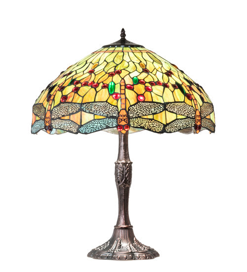 Meyda Tiffany - 47960 - Three Light Table Lamp - Tiffany Hanginghead Dragonfly - Mahogany Bronze