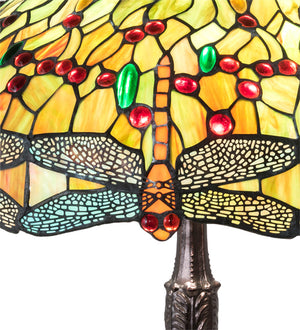 Meyda Tiffany - 47960 - Three Light Table Lamp - Tiffany Hanginghead Dragonfly - Mahogany Bronze