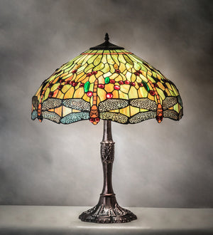 Meyda Tiffany - 47960 - Three Light Table Lamp - Tiffany Hanginghead Dragonfly - Mahogany Bronze