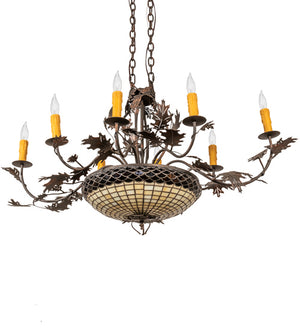 Meyda Tiffany - 230422 - Eight Light Chandelier - Greenbriar Oak - Old Copper Pot