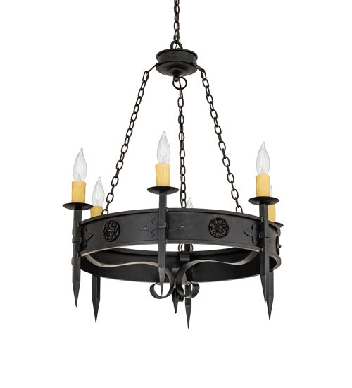 Meyda Tiffany - 234341 - Six Light Chandelier - Calandra - Chestnut