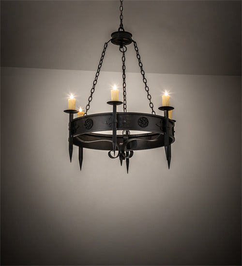 Meyda Tiffany - 234341 - Six Light Chandelier - Calandra - Chestnut