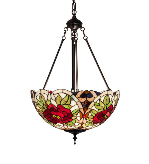 Meyda Tiffany - 232775 - Three Light Pendant - Renaissance Rose - Mahogany Bronze