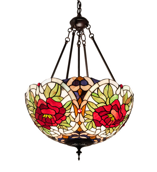 Meyda Tiffany - 232775 - Three Light Pendant - Renaissance Rose - Mahogany Bronze