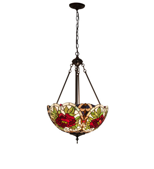 Meyda Tiffany - 232775 - Three Light Pendant - Renaissance Rose - Mahogany Bronze