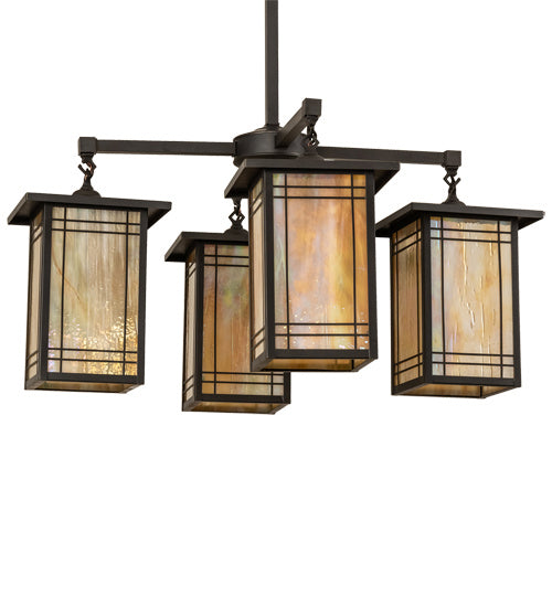 Meyda Tiffany - 233239 - Four Light Chandelier - Hyde Park - Craftsman Brown