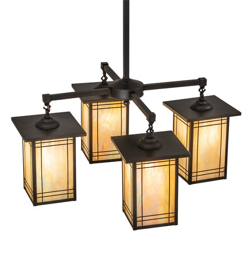 Meyda Tiffany - 233239 - Four Light Chandelier - Hyde Park - Craftsman Brown