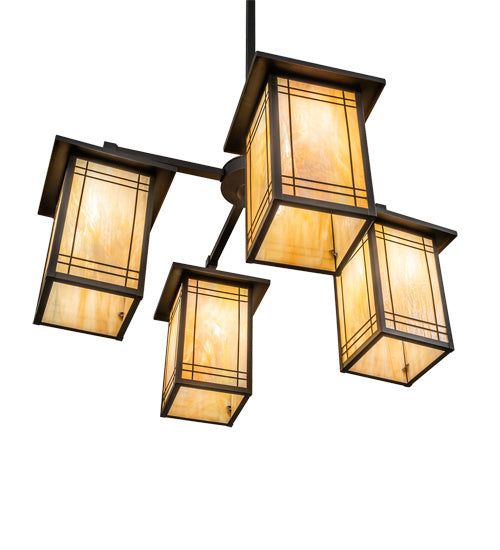 Meyda Tiffany - 233239 - Four Light Chandelier - Hyde Park - Craftsman Brown