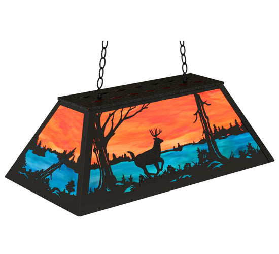 Meyda Tiffany - 233903 - Six Light Pendant - Deer At Lake - Textured Black