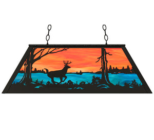 Meyda Tiffany - 233903 - Six Light Pendant - Deer At Lake - Textured Black