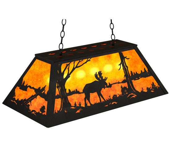 Meyda Tiffany - 30328 - Six Light Pendant - Moose At Lake - Textured Black