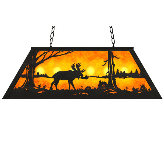 Meyda Tiffany - 30328 - Six Light Pendant - Moose At Lake - Textured Black