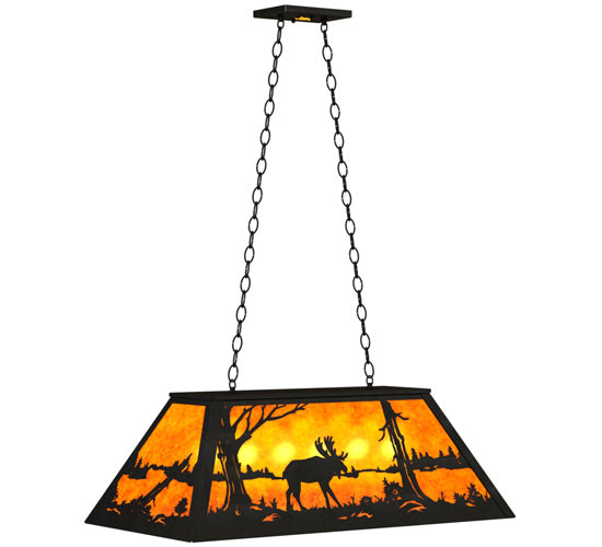 Meyda Tiffany - 30328 - Six Light Pendant - Moose At Lake - Textured Black