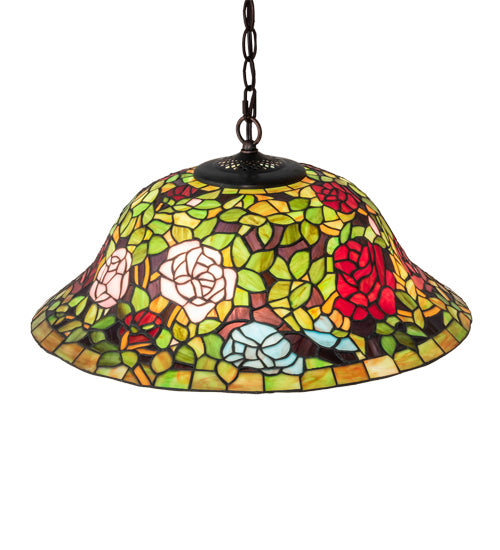 Meyda Tiffany - 36446 - Three Light Pendant - Tiffany Rosebush - Mahogany Bronze