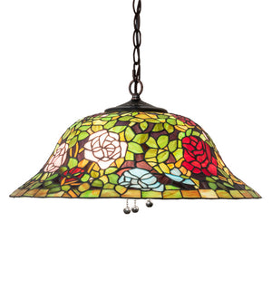 Meyda Tiffany - 36446 - Three Light Pendant - Tiffany Rosebush - Mahogany Bronze