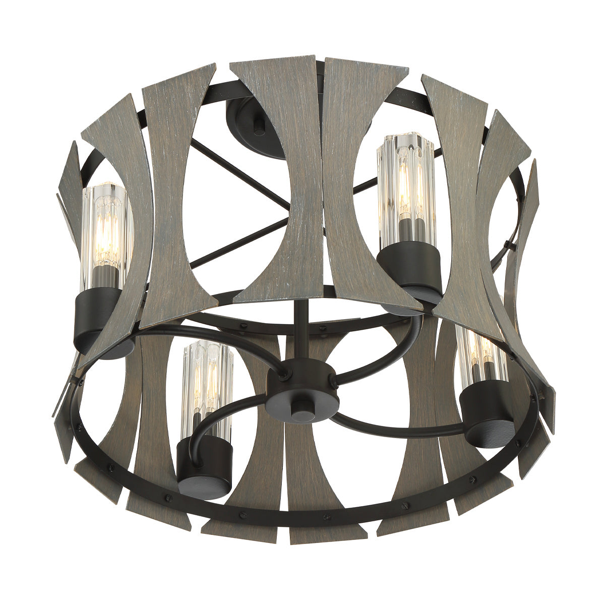 Eurofase - 38162-015 - LED Semi Flush Mount - Pennino - Matte Black W/ Grey Wood