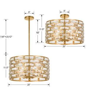 Crystorama - MER-4866-GA_CEILING - Six Light Semi Flush Mount - Meridian - Antique Gold