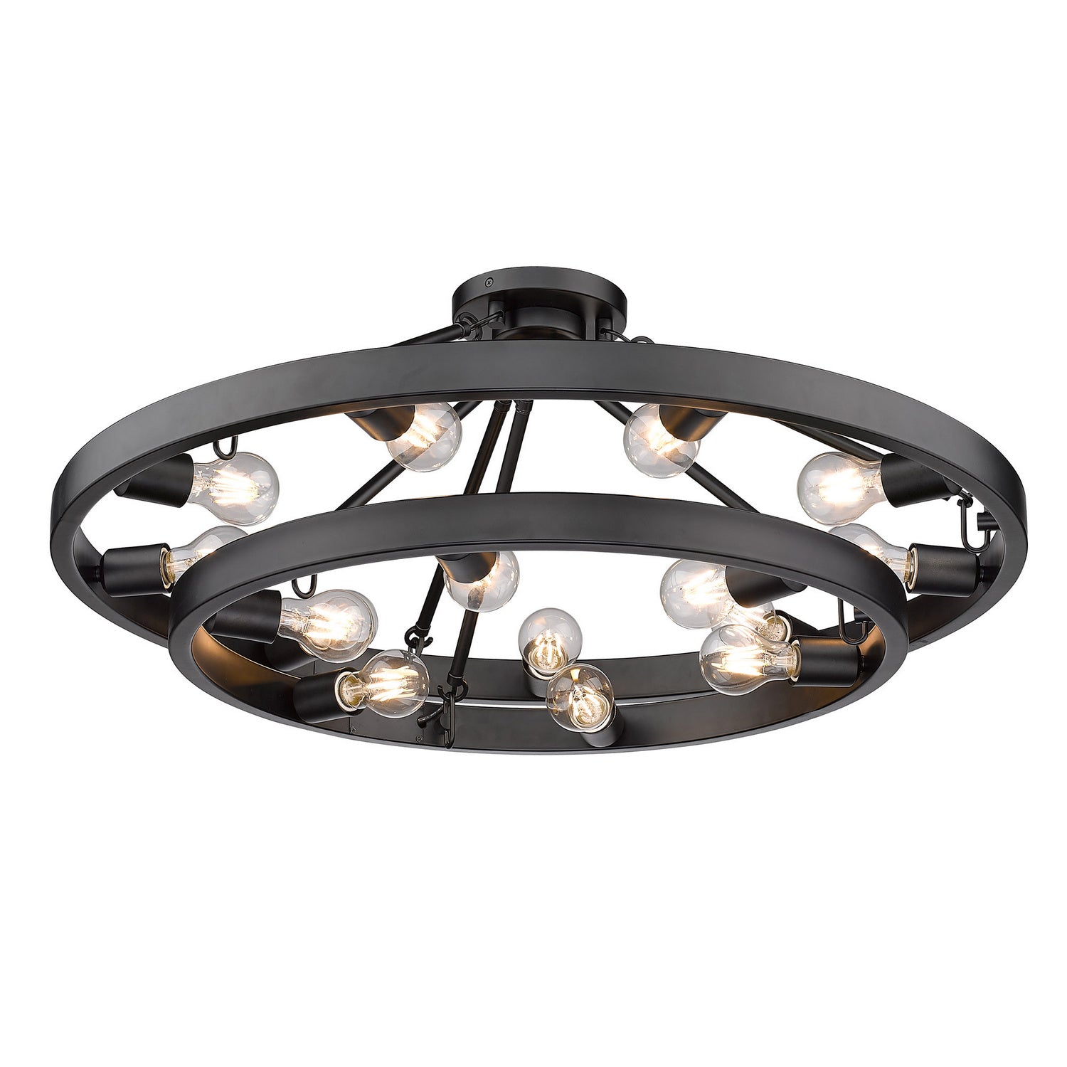 Golden - 1019-96SF BLK - 15 Light Semi-Flush Mount - Castile - Matte Black