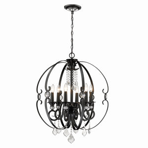 Golden - 1323-6 BLK - Six Light Chandelier - Ella BLK - Matte Black