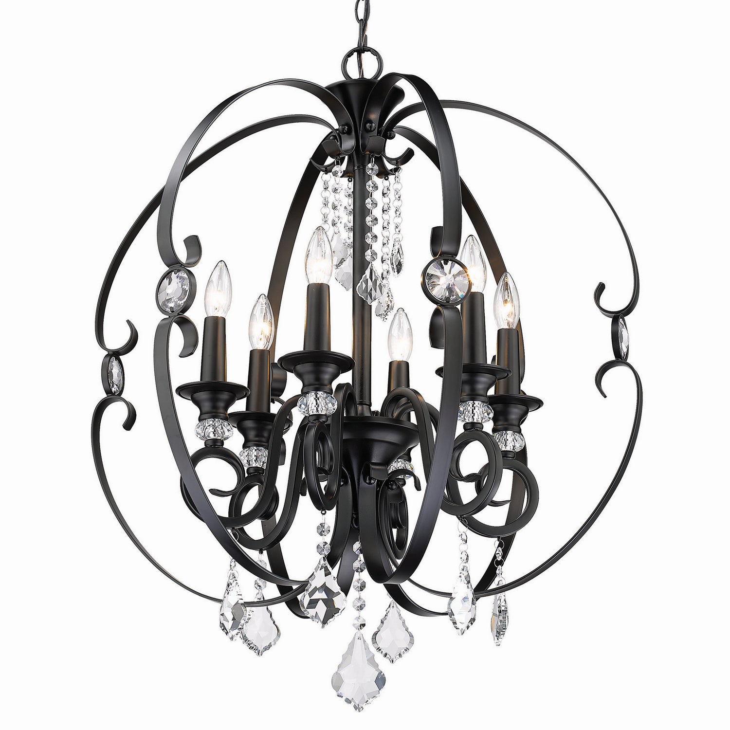 Golden - 1323-6 BLK - Six Light Chandelier - Ella BLK - Matte Black