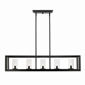 Golden - 2073-LP BLK-CLR - Five Light Linear Pendant - Smyth BLK - Matte Black