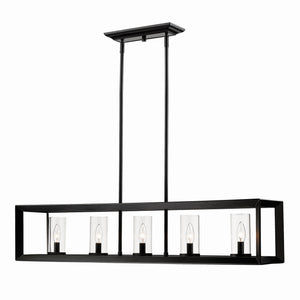 Golden - 2073-LP BLK-CLR - Five Light Linear Pendant - Smyth BLK - Matte Black