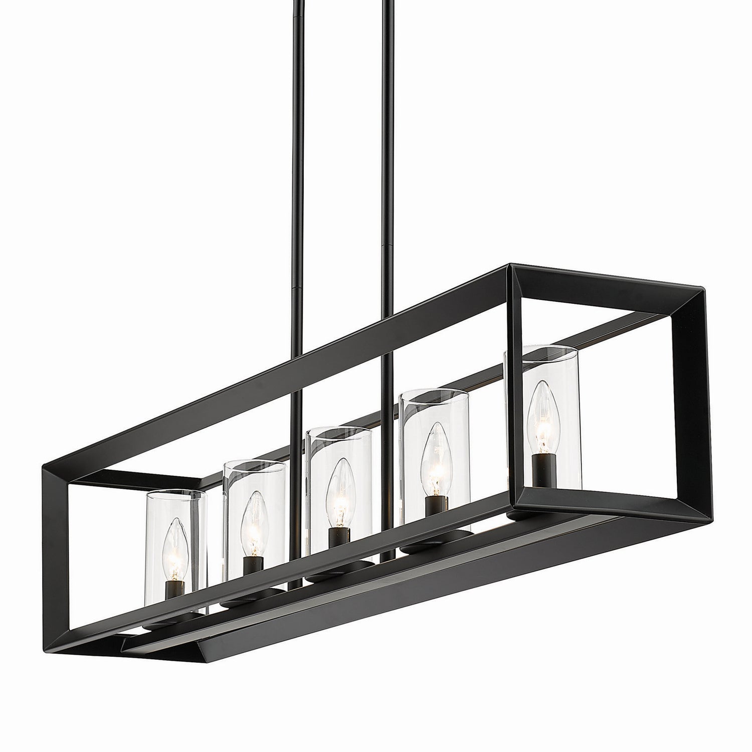 Golden - 2073-LP BLK-CLR - Five Light Linear Pendant - Smyth BLK - Matte Black