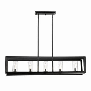 Golden - 2073-LP BLK-CLR - Five Light Linear Pendant - Smyth BLK - Matte Black