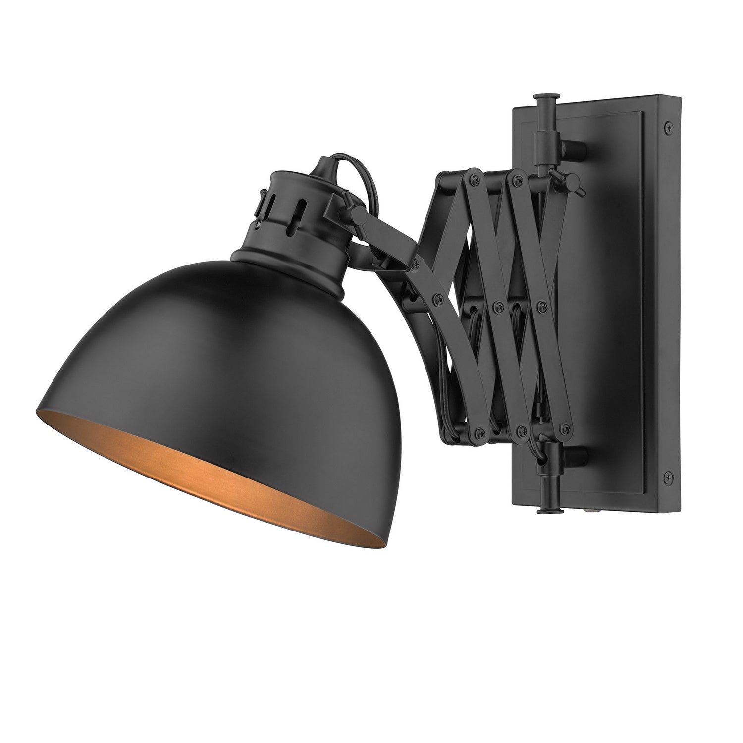 Golden - 3824-A1W BLK-BLK - One Light Wall Sconce - Hawthorn BLK - Matte Black