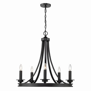 Golden - 3863-5 BLK - Five Light Chandelier - Saldano BLK - Matte Black