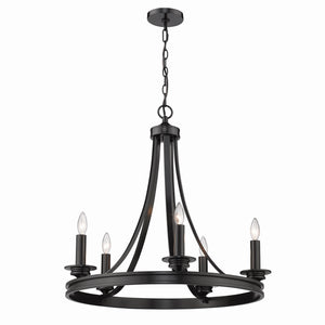 Golden - 3863-5 BLK - Five Light Chandelier - Saldano BLK - Matte Black