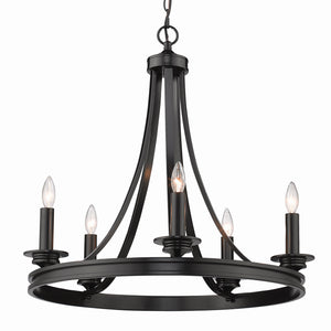 Golden - 3863-5 BLK - Five Light Chandelier - Saldano BLK - Matte Black